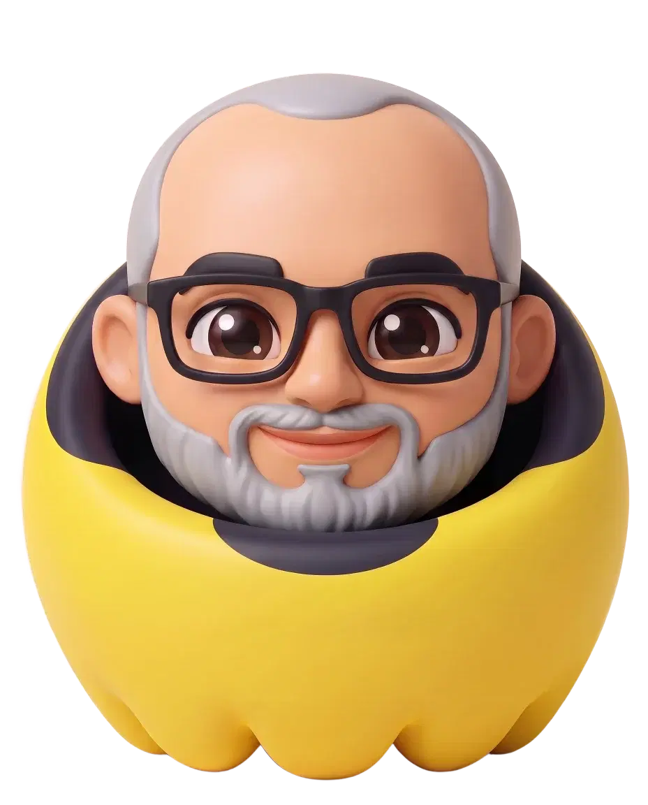 Ricardo García's Shokuin Daruma: the golden Daruma with his glasses and grey beard.