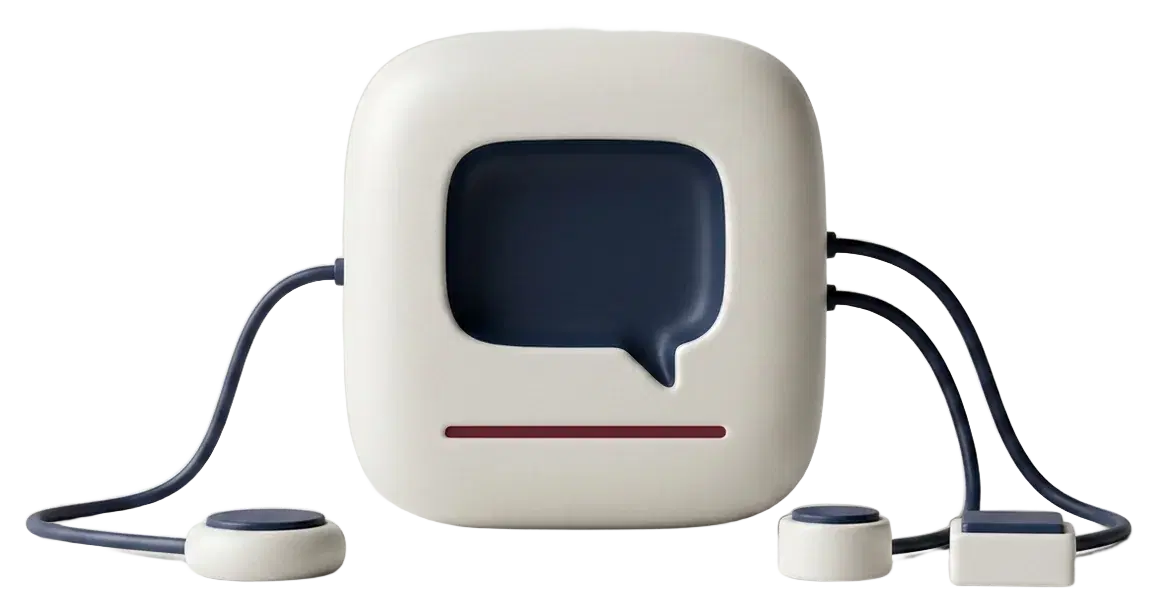 The same dialogue object, now connected by slim cables to abstract tool endpoints.
